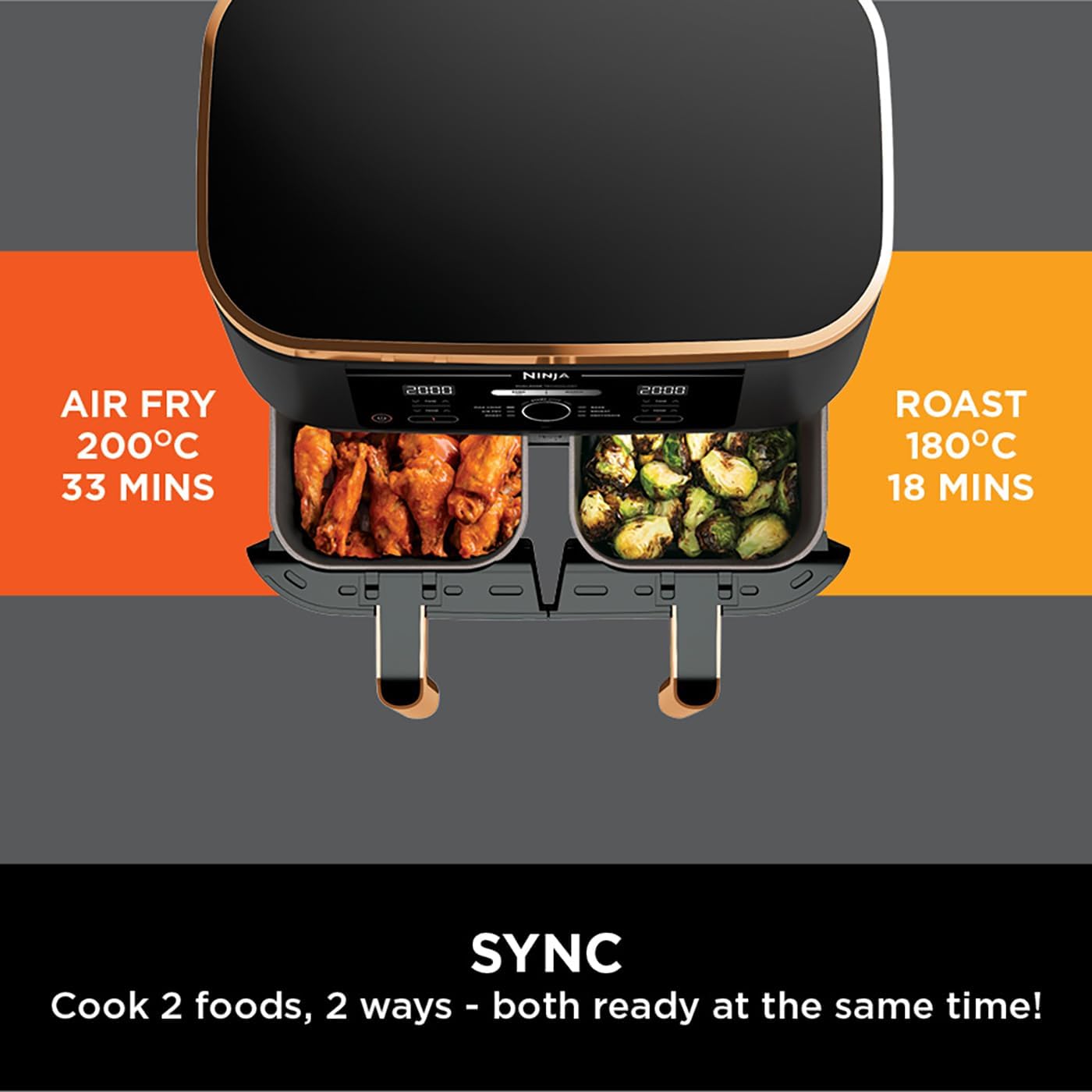Big Sale-Foodi Dual Zone Digital Air Fryer, 2 Drawers, 7.6L, 4-in-1 , Fast Delivery from Selangor + 2 Years Warranty - Image 4