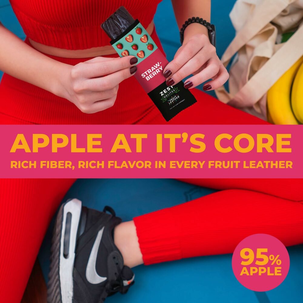 【Flash Sale】Fruit Snacks by Zest Delites, Dried Fruit Leather Bars, Healthy Snacks for Adults, Vegan, Healthy Sweets, Apple-Based Blackberry, Strawberry, Peach, Tart Cherry, Plum, 25g x 50 - Image 5