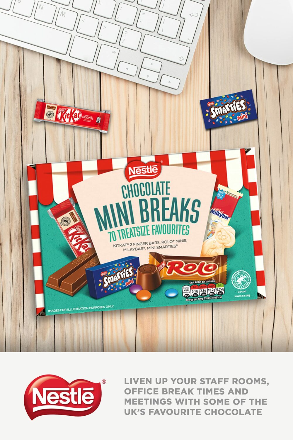 【Flash Sale】Nestlé Chocolate Mini's Selection Box, 70 Chocolate Biscuit Bars - Kit Kat, Smarties, Rolos, Milkybar, Sharing Bulk Chocolate Box - Image 4