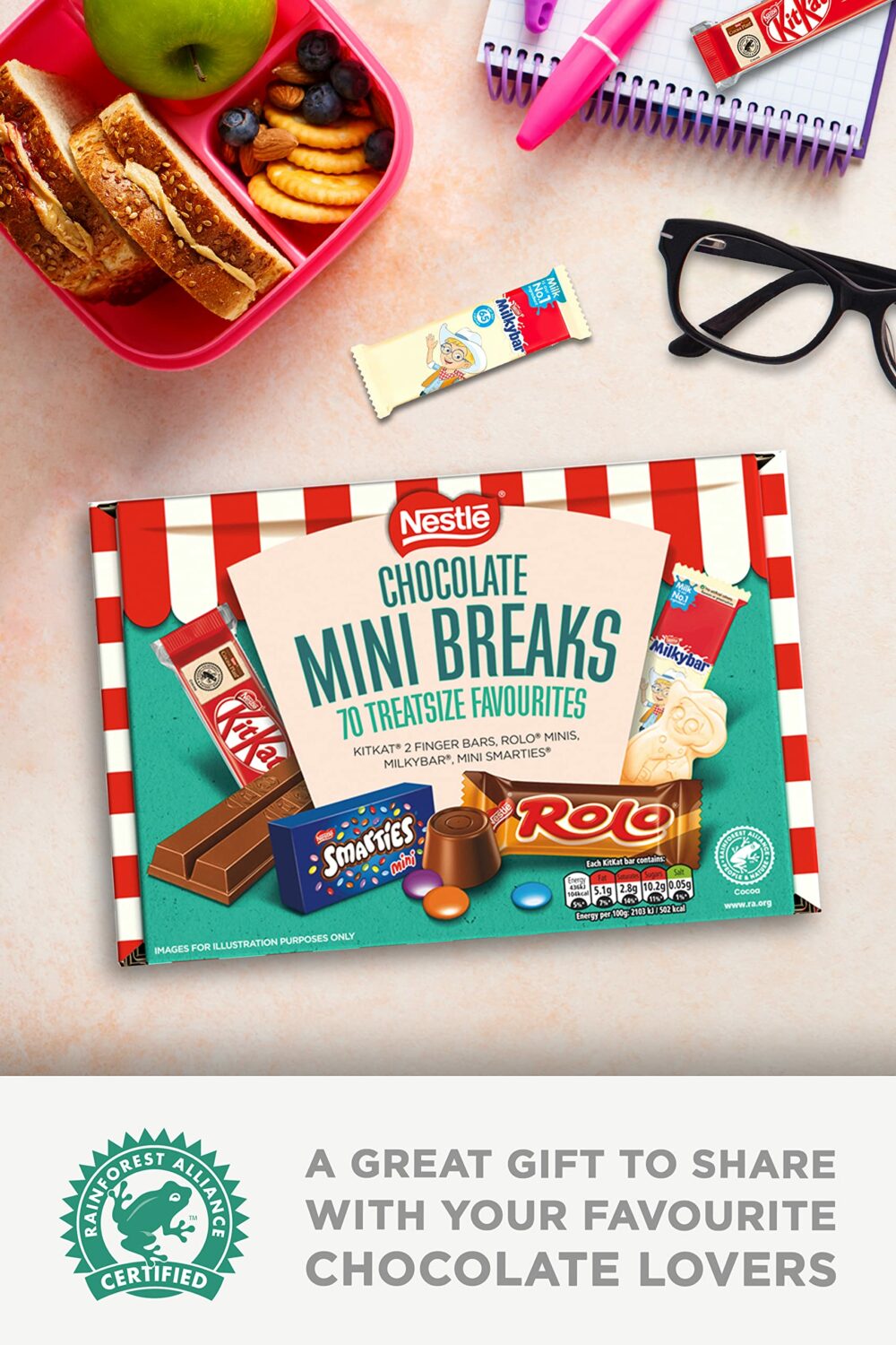 【Flash Sale】Nestlé Chocolate Mini's Selection Box, 70 Chocolate Biscuit Bars - Kit Kat, Smarties, Rolos, Milkybar, Sharing Bulk Chocolate Box - Image 3