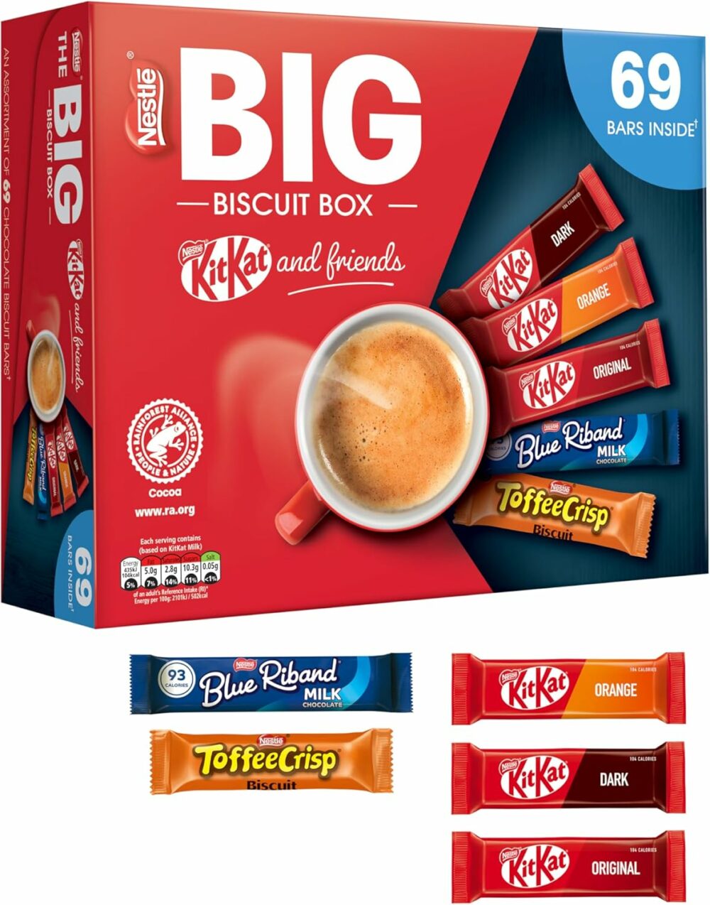 【Flash Sale】 Nestlé Kitkat and Friends Big Biscuit Box | 69 x Chocolate Biscuit Bars - KitKat, Blue Riband, Toffee Crisp | Box 1.357kg - Image 2
