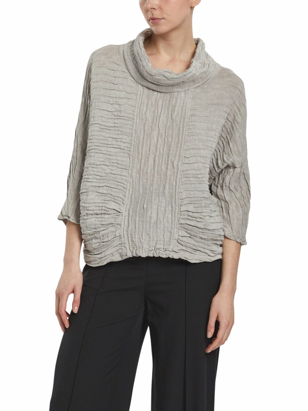 Cowl Neck Silk Crinkle Blouse - Image 2