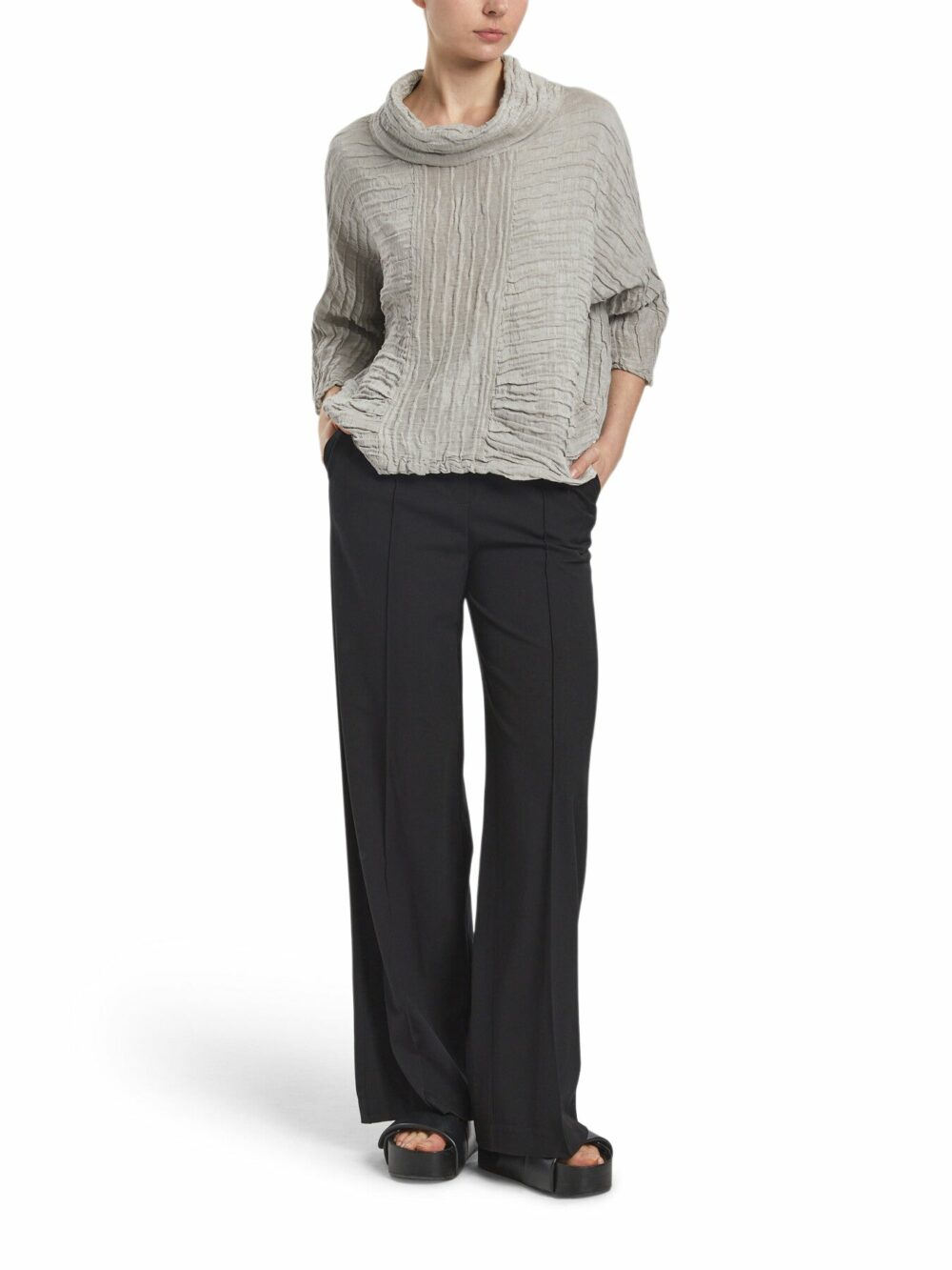 Cowl Neck Silk Crinkle Blouse - Image 3