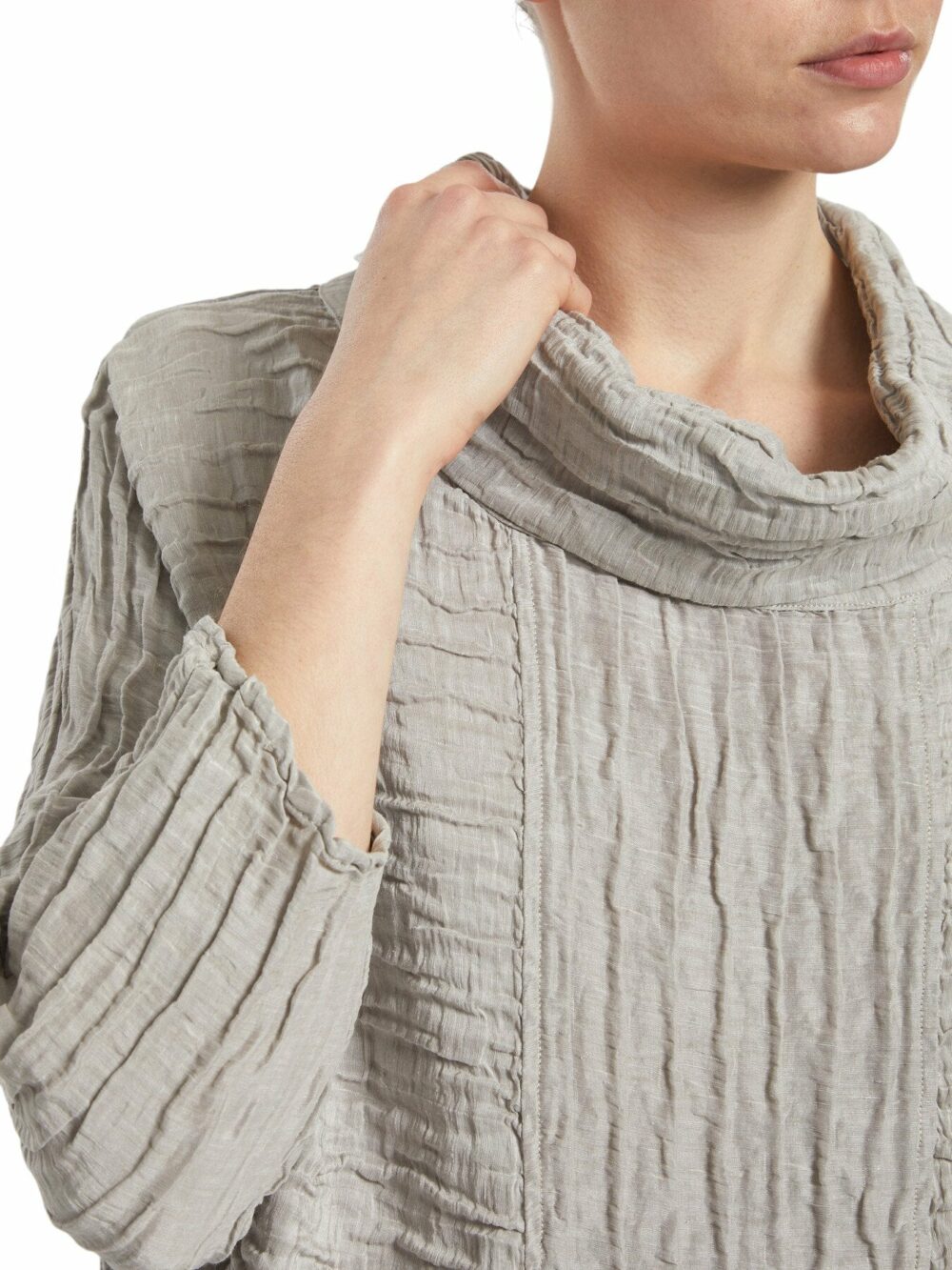 Cowl Neck Silk Crinkle Blouse - Image 5