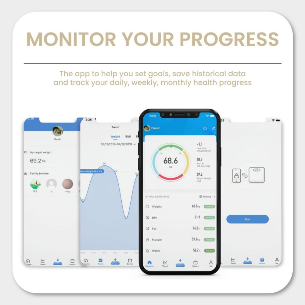Russell Taylors Bluetooth Body Fat Weighing Scale BWS-10 | 16 Key Body Metrics | Track Progress with OKOK App | Max Weight 180kg | High-Strength Tempered Glass | 2-Year Warranty|Ship from Selangor - Image 4