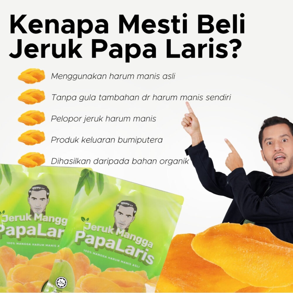 JERUK MANGGA PAPA LARIS 2.0 - Beli 4 Pack Percuma 8 Pack & 1 Bekas Makanan (Stock Terhad) - 120g Keistimewaan Rasa Mangga Terbaik! - Image 5