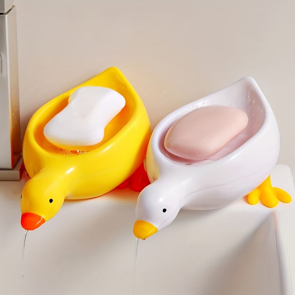 1pc Charming Duck Soap Dish, Plastic Oval Soap Holder with Self-Draining Tray, Multi-Purpose RV Bathroom Toilet Accessory for Dry And Clean Soap Storage - Image 6
