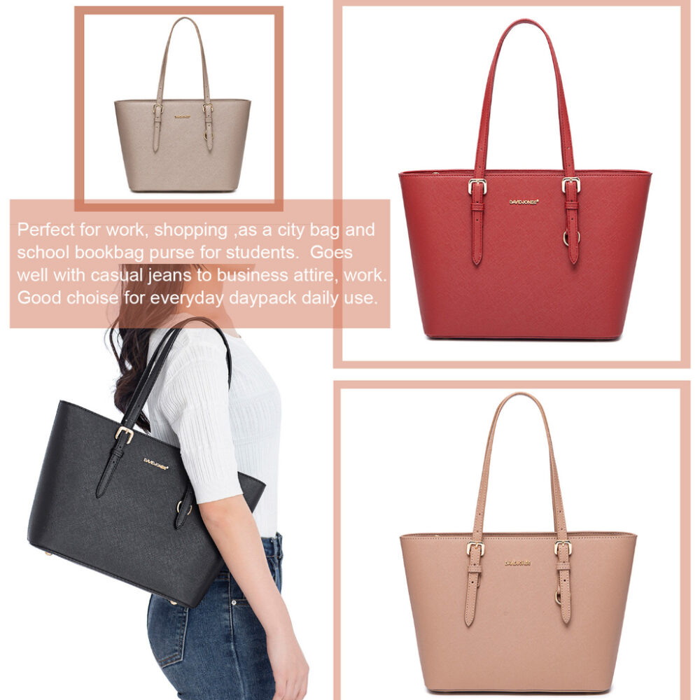 DavidJones Women's Medium PU Leather Tote Bag - Image 6