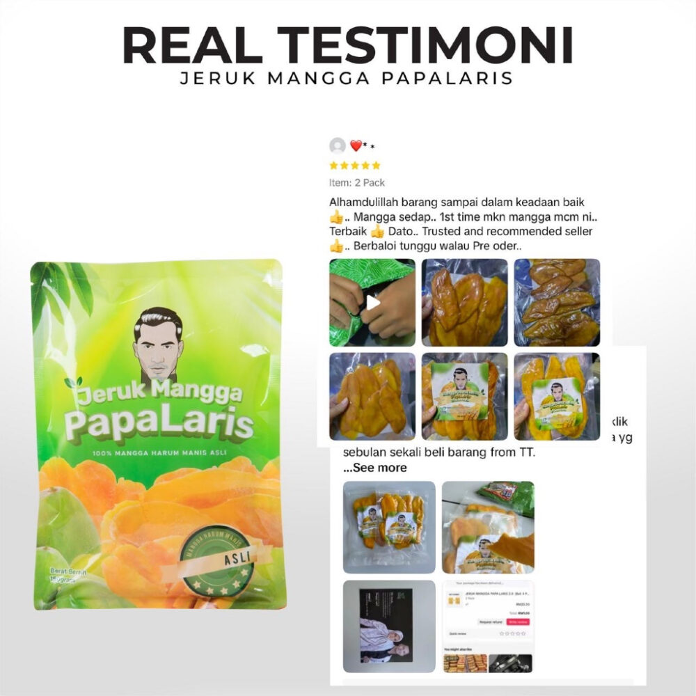 JERUK MANGGA PAPA LARIS 2.0 - Beli 4 Pack Percuma 8 Pack & 1 Bekas Makanan (Stock Terhad) - 120g Keistimewaan Rasa Mangga Terbaik! - Image 8
