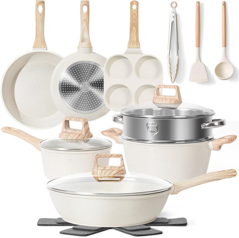 17 Pcs Pots and Pans Set Non stick .Cookware Sets White Granite Induction Cookware. Non-toxic Healthy Non Stick Kitchen Cooking Set with Frying Pans Set. Saucepans (PFAS. PFOA. PFOS Free) Ship from Kuala Lumpur ⚡ Flash Sale Hot Deals! – Limited to 100 units – Only 69 left! Enjoy bonus rewards under the Malaysia-issued American Express (Amex) Credit Card Program. Each person can only purchase one.