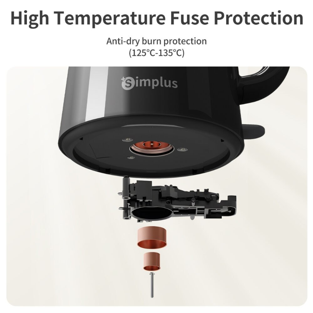 Simplus 1.7L Electric Kettle | 1500W Fast Heating | 304 Stainless Steel Inner | Double-layer Anti-Dry Burn Protection - Image 9