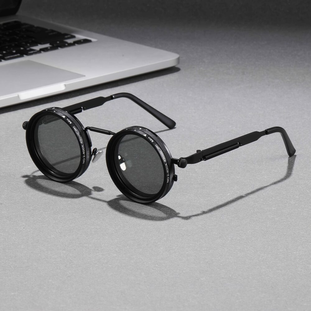 Fashionable Adjustable Sunglasses: Suitable for retro punk parties, sunshade, sun protection and festivals like Easter, graduation season, Halloween and Christmas. With aluminum-magnesium lenses, alloy frames, a glasses case and a lens cloth.