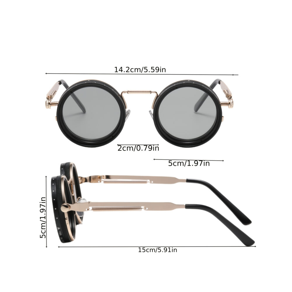 Fashionable Adjustable Sunglasses: Suitable for retro punk parties, sunshade, sun protection and festivals like Easter, graduation season, Halloween and Christmas. With aluminum-magnesium lenses, alloy frames, a glasses case and a lens cloth. - Image 2