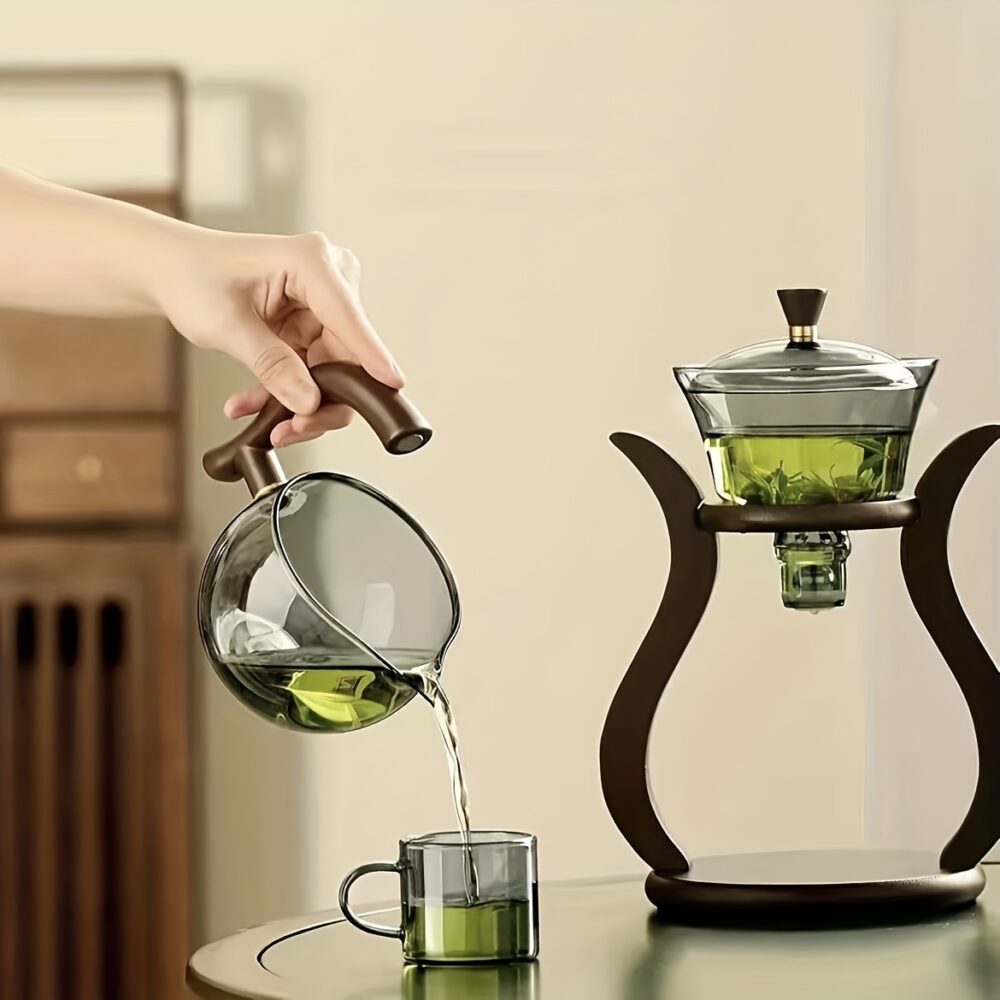 1set, Lazy Kung Fu Glass Tea Set, Semi-Automatic Drip Glass Teapot Set With Infuser, Magnetic Switch Teapot And Teacup Set, Glassware, Beverage Utensils, Kitchen Baking Accessories - Catering Good Helpers For Restaurant - Image 11