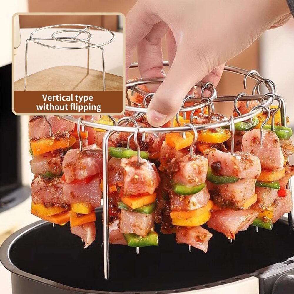 🔥 Stainless Steel Vertical Grill for Multi-Cookers: 360° Baking. Effortless Grilling (24 Steel Skewers) - Image 3