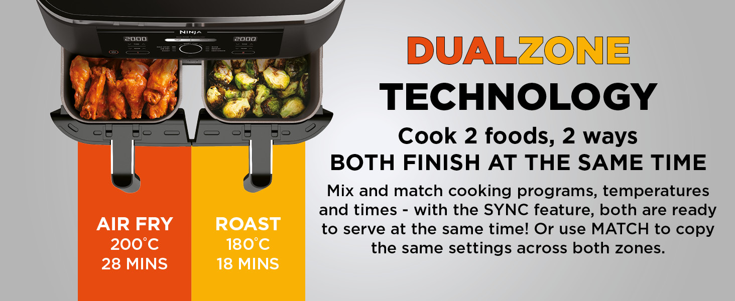 Big Sale-Foodi Dual Zone Digital Air Fryer, 2 Drawers, 7.6L, 4-in-1 , Fast Delivery from Selangor + 2 Years Warranty
