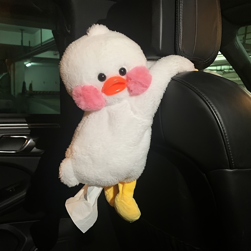 Adorable Duck-Shaped Car Tissue Box, Cute Hanging Car Tissue Holder, Creative Car Decoration.