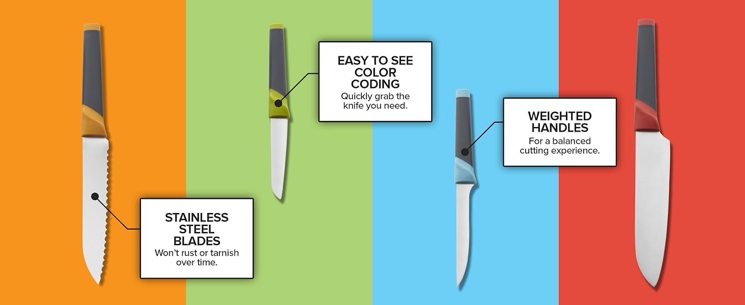 【New User Only】Modern Innovations Smart Cutting Boards and Knife Set. Self Cleaning Cutting Board & Knives Holder. Color Coded Cutting Board Set With Knives. All-In-One Cleaning Knife and Cutting Board Set