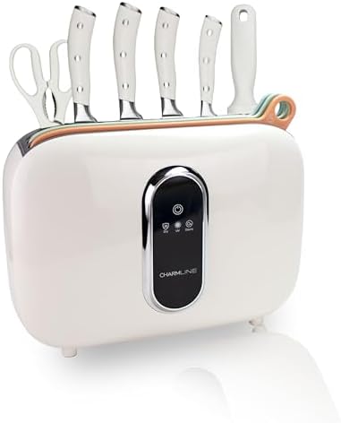 Charmline Smart Cutting Board and Knife Set with Holder. Double Cleaning and Drying Function. Space Saving Smart Home Gadgets. Keeping Kitchen Clean and Tidy
