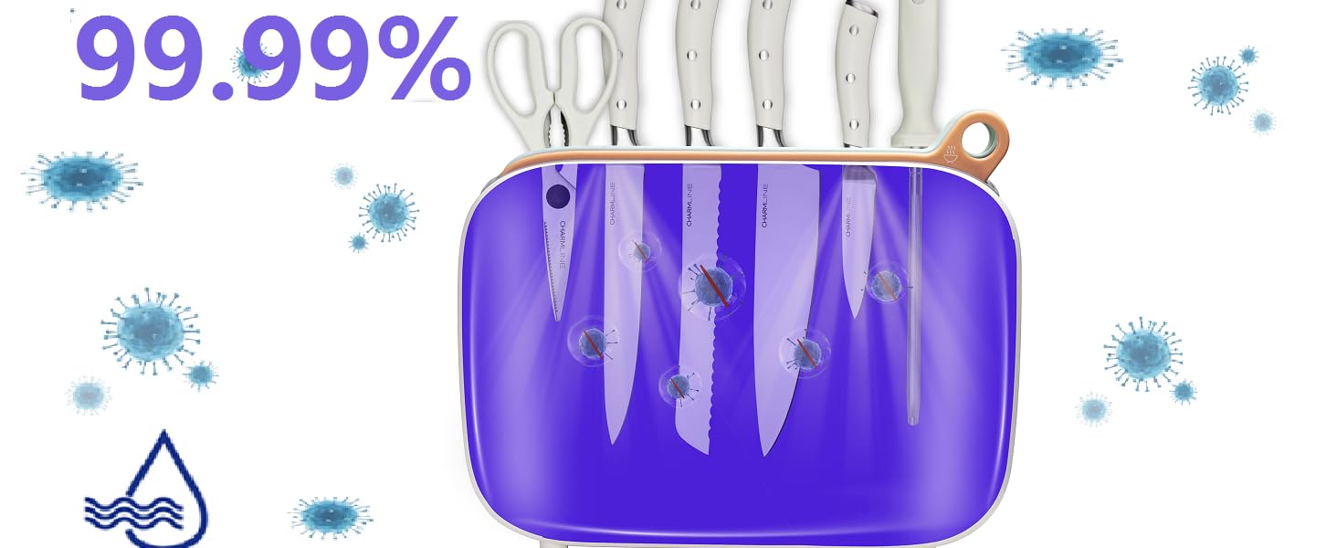 Charmline Smart Cutting Board and Knife Set with Holder. Double Cleaning and Drying Function. Space Saving Smart Home Gadgets. Keeping Kitchen Clean and Tidy