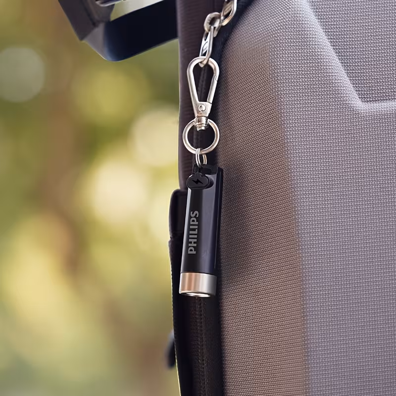 PHILIPS Bright light mini flashlight Portable pendable keychain purple light flashlight Tpye-C charging night commute travel essential